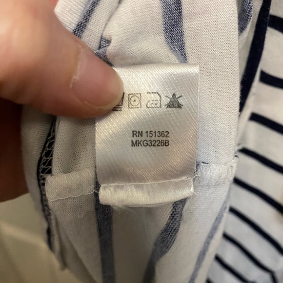 Fyve striped with embroidered flower top. Bubble sleeve. Size Large. - Picture 8 of 8